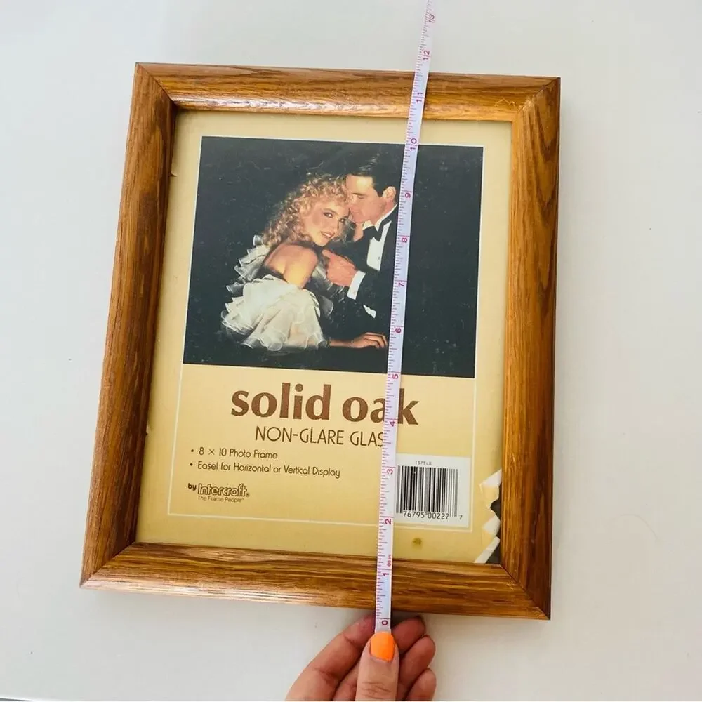VINTAGE Brown Tan Solid Oak Wood Photo Picture Frame Y2K 90s 80s Rustic Fall